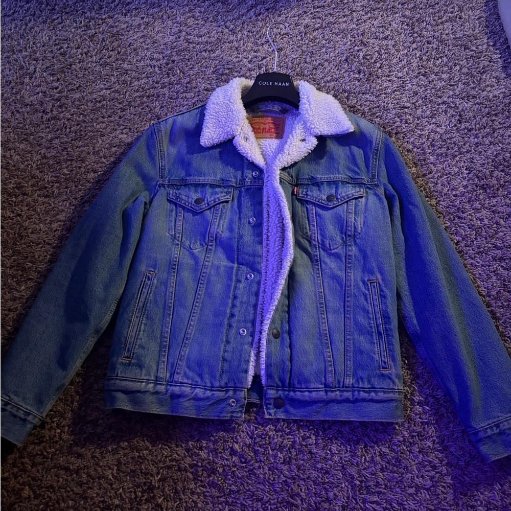 Levi's Blue Jean Jacket with White Sherpa Lining